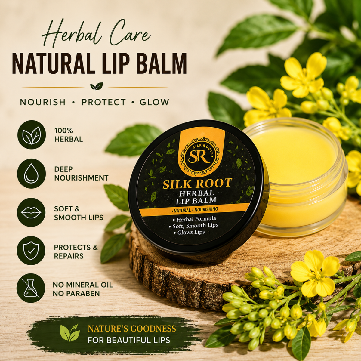 Silk Root Herbal Lip & Fill Balm – Hydrating & Plumping Lip Care