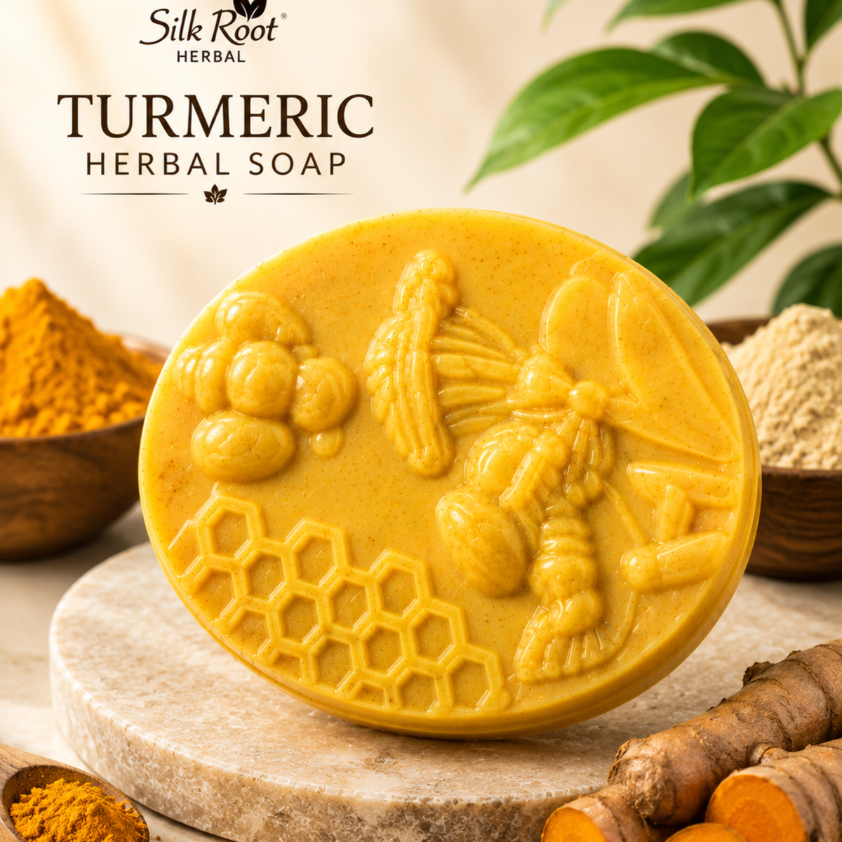 Silk Root Turmeric Herbal Soap – Brightening & Nourishing Beauty Bar