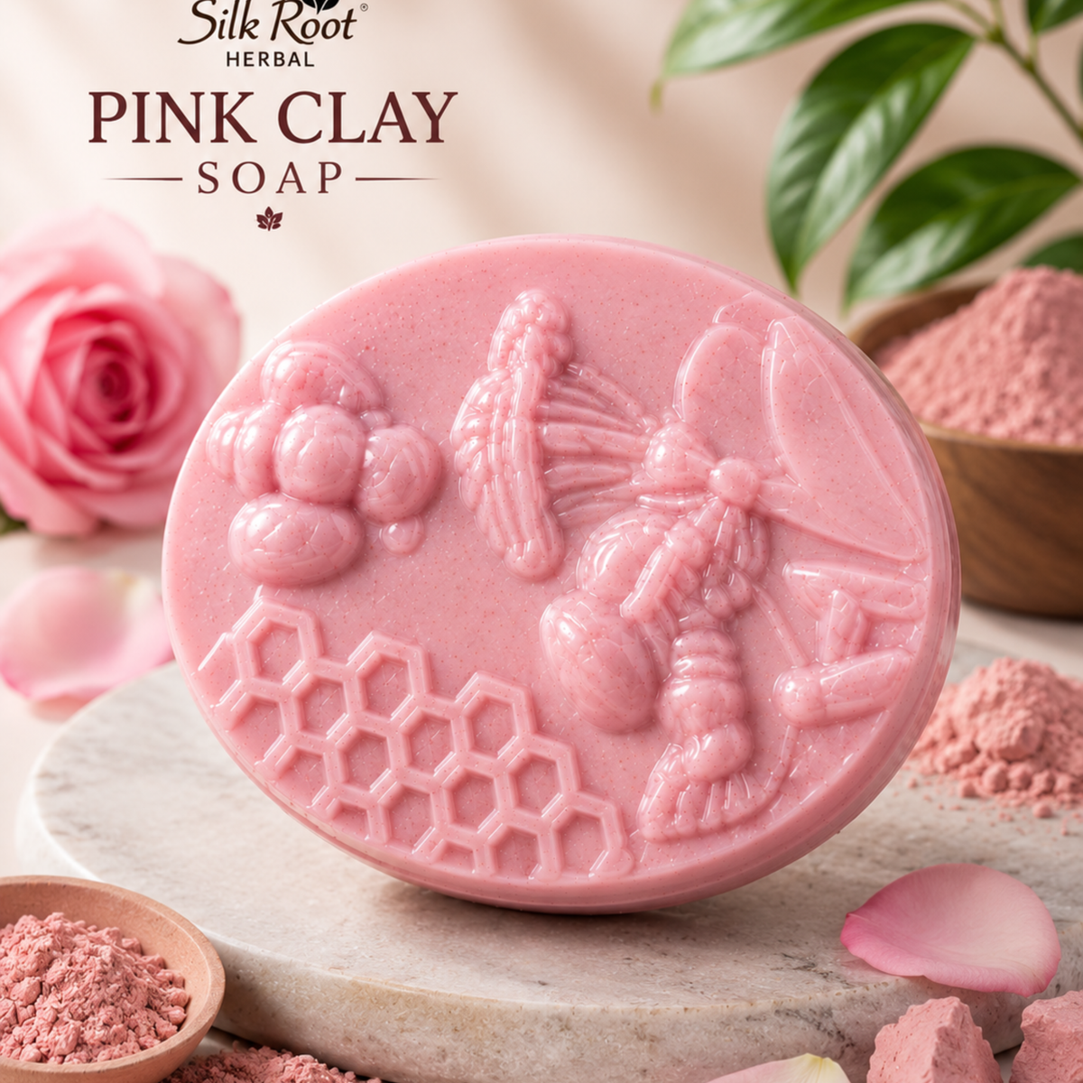 Silk Root Pink Clay Soap – Purifying & Glow Beauty Bar