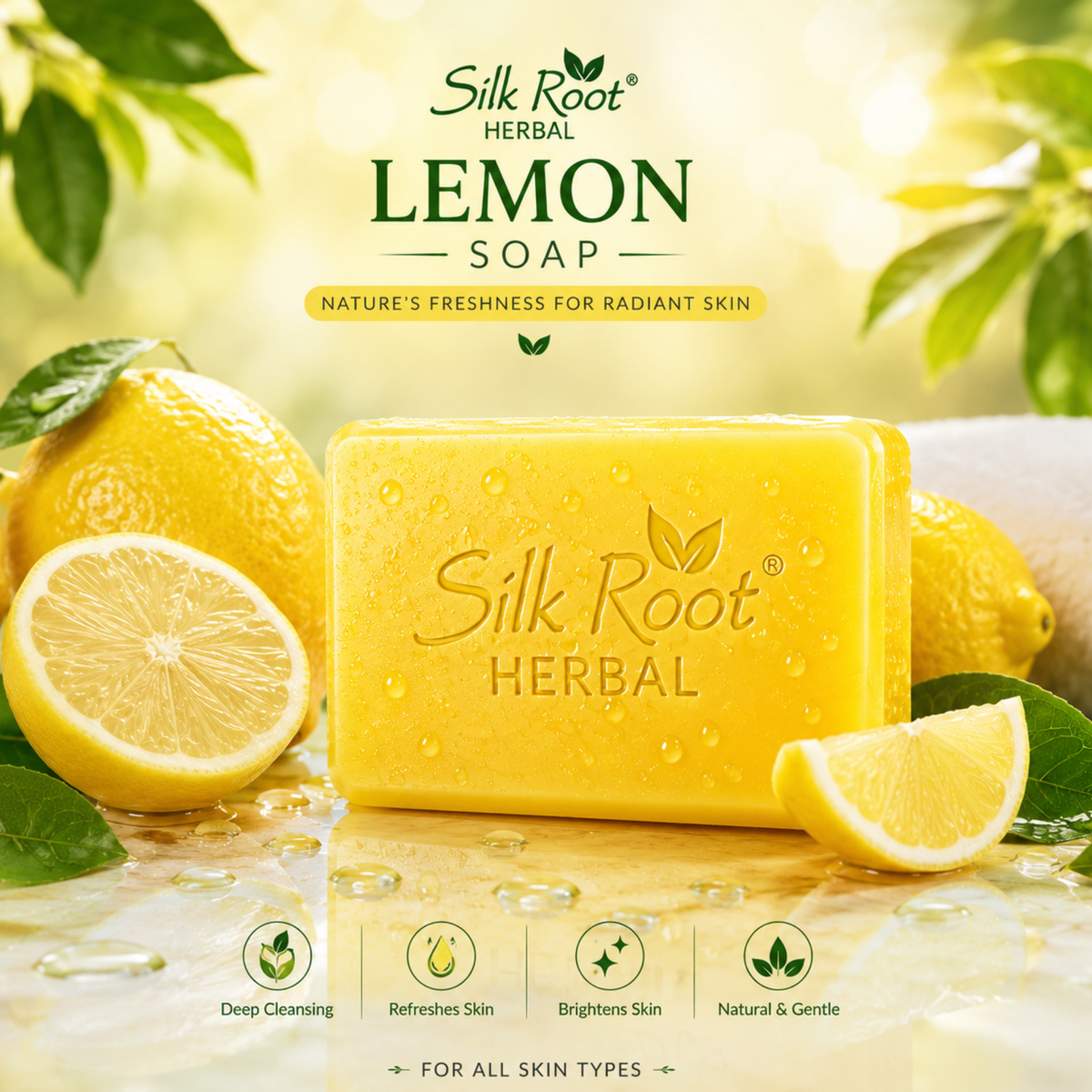 Silk Root Lemon Herbal Soap – Refreshing & Brightening Beauty Bar