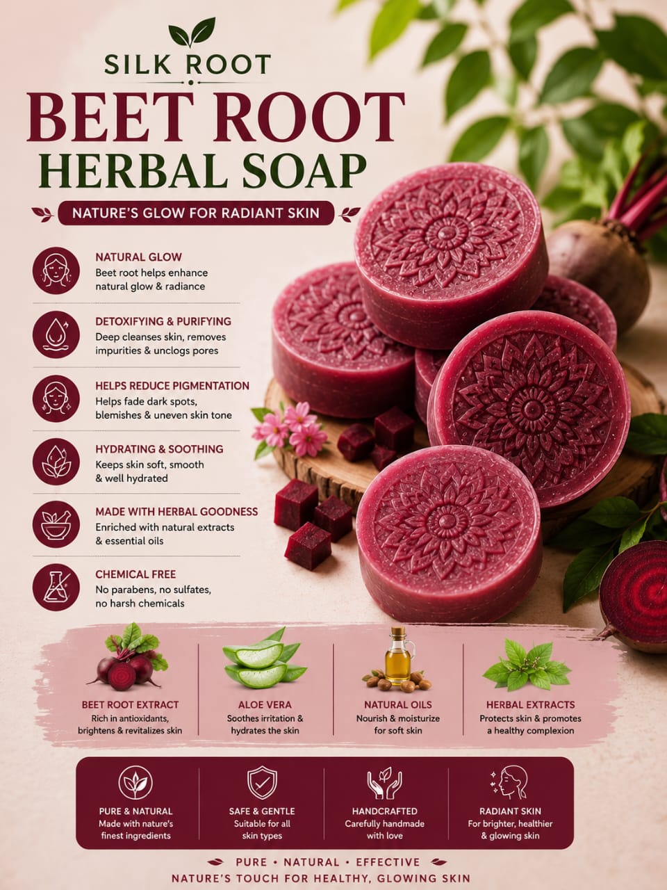 Silk Root Beetroot Soap – Brightening & Nourishing Beauty Bar
